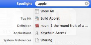 Spotlight (Mac) voorbeeld: zoeken naar Apple