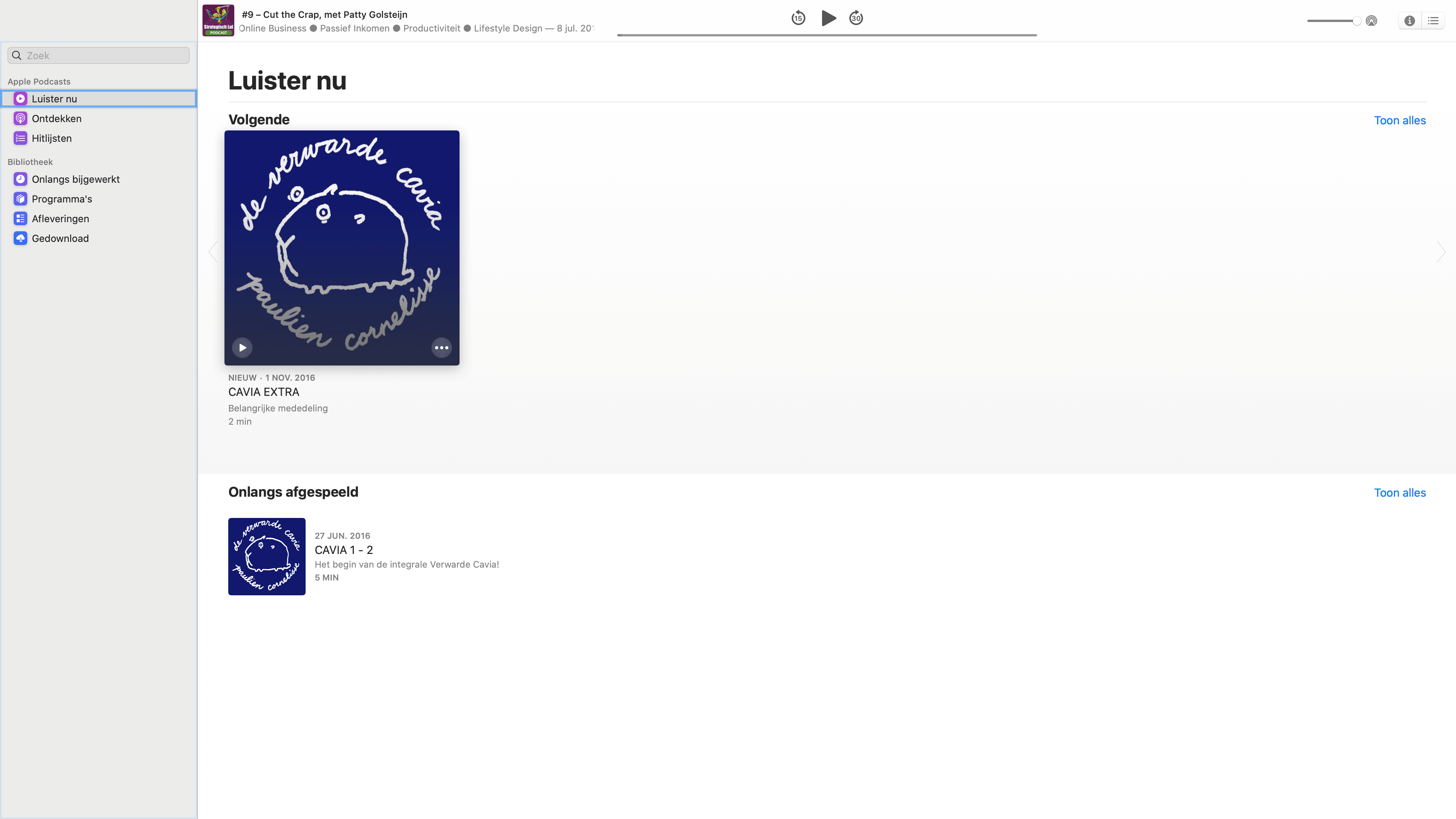Podcasts app op macOS Catalina