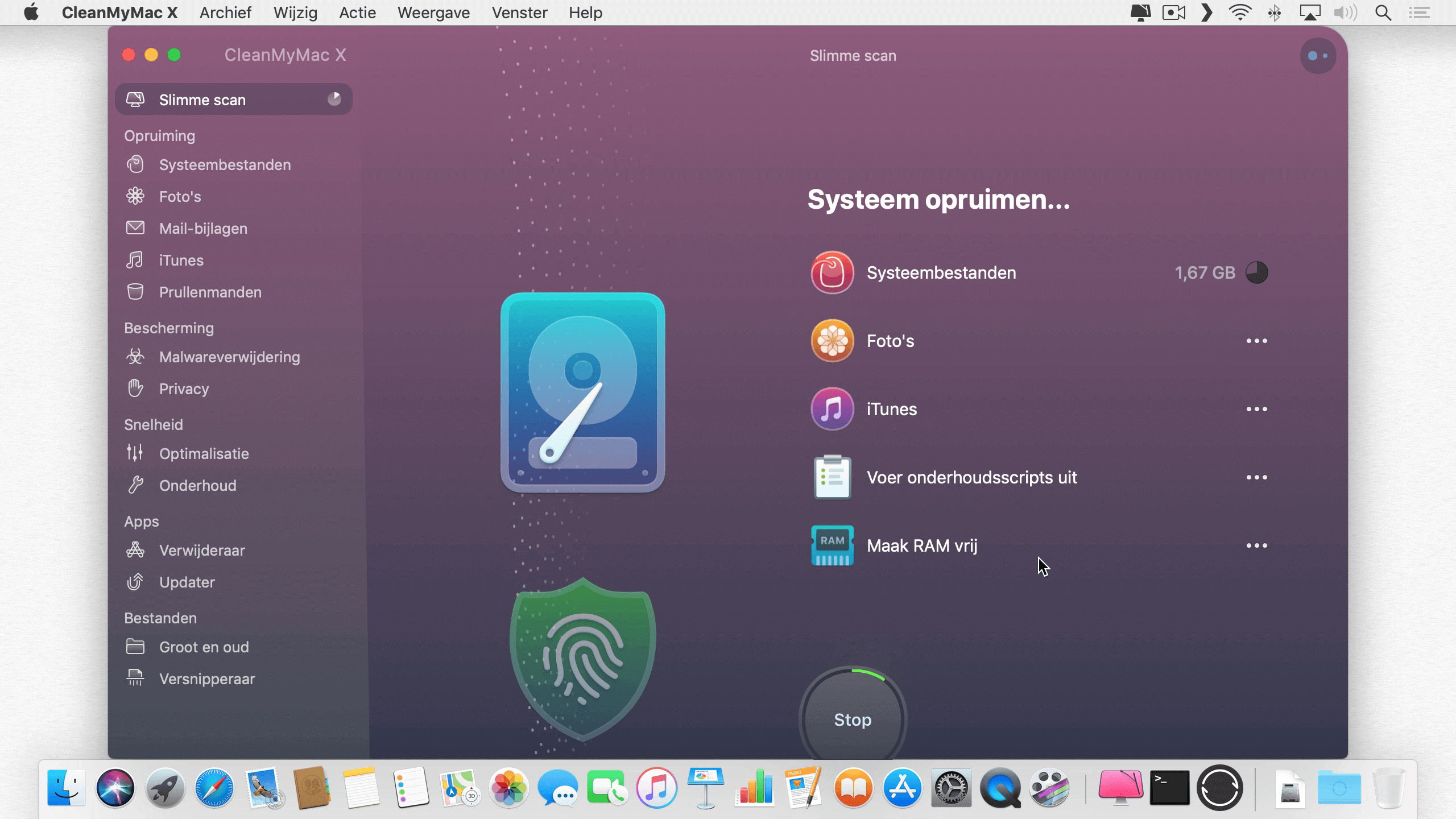 Er is een slimme scan bezig op de Mac