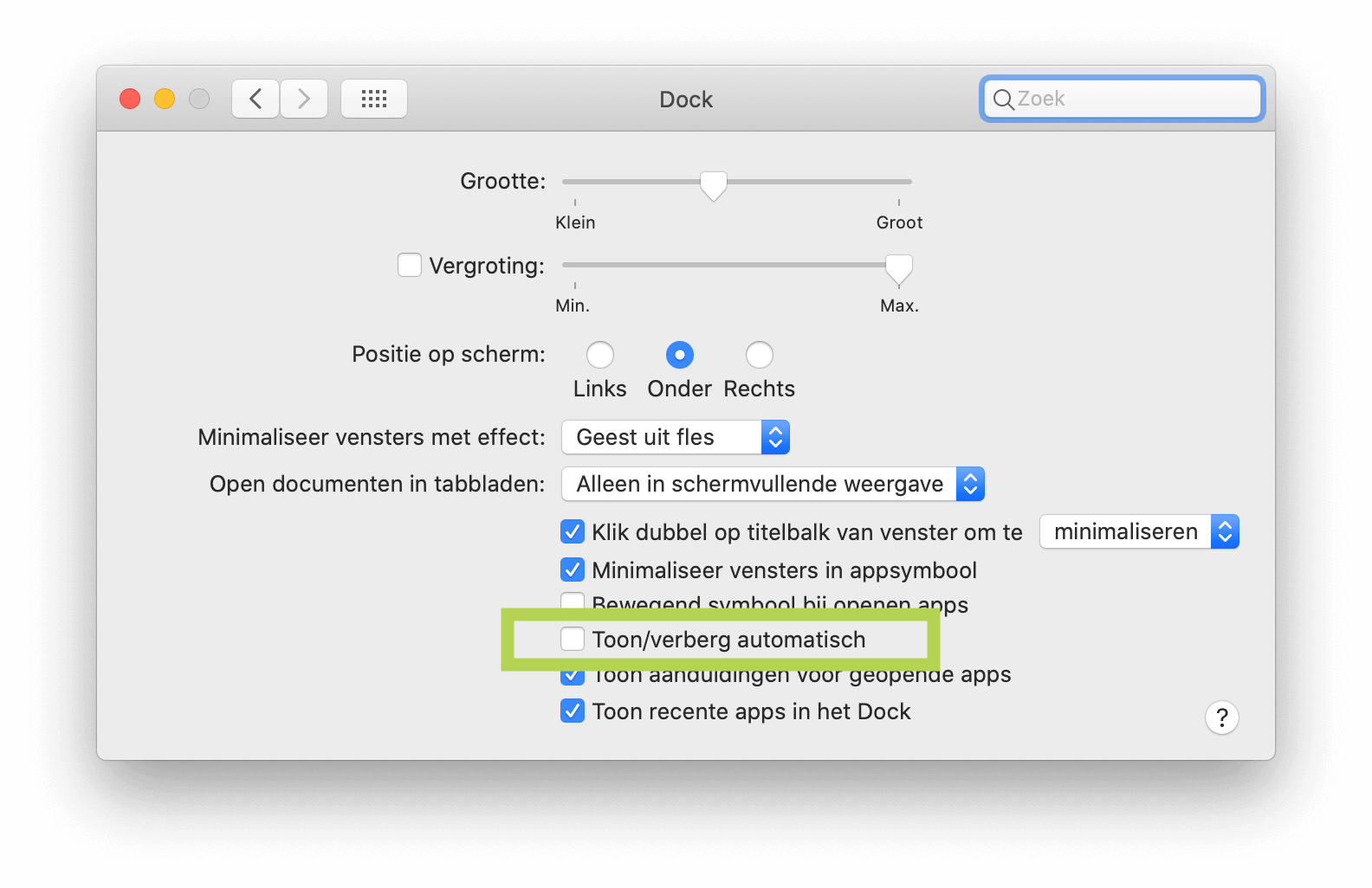Verberg je Dock automatisch op de Mac met deze optie