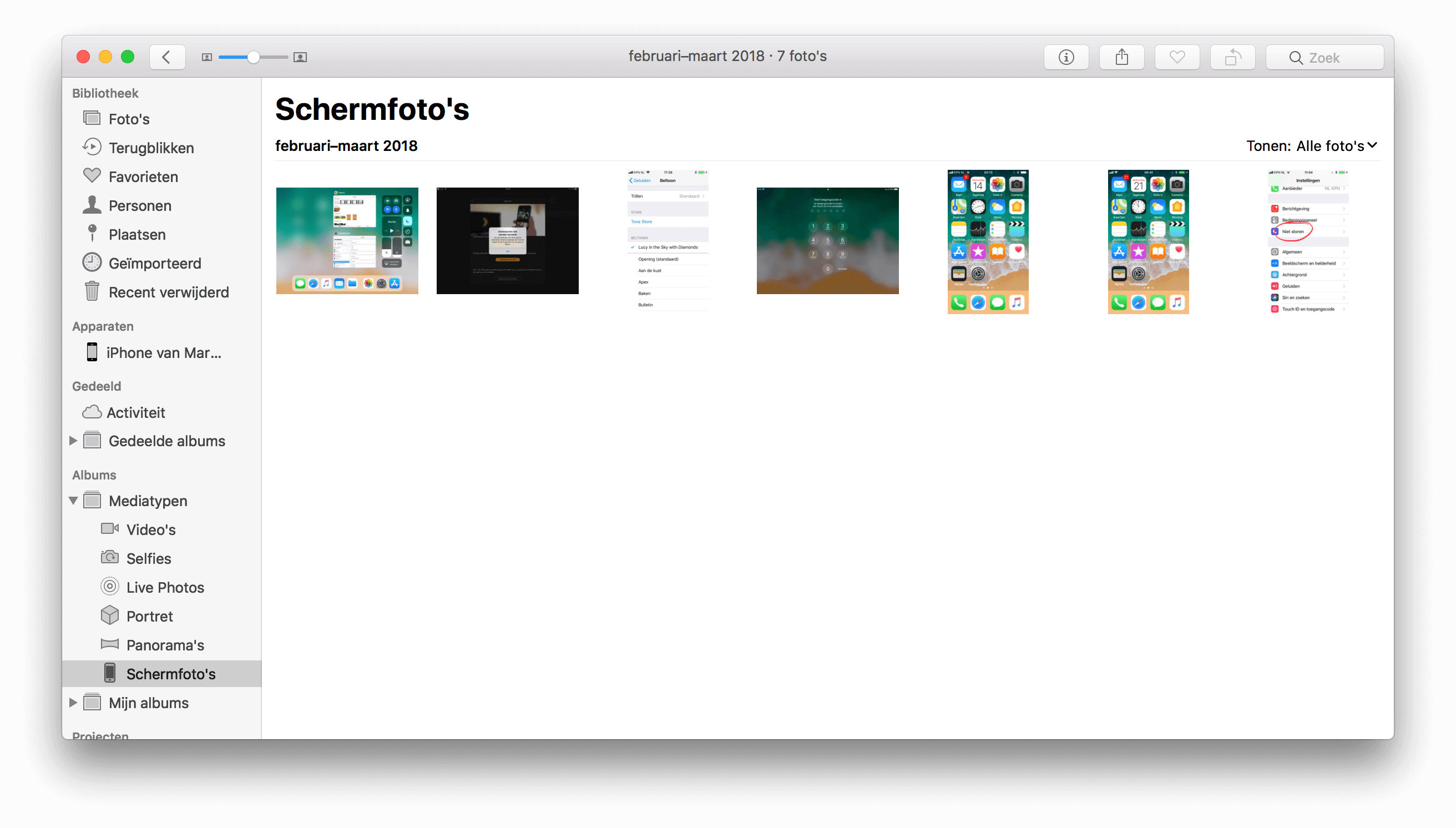 Schermfoto\'s filteren in Foto\'s op de Mac