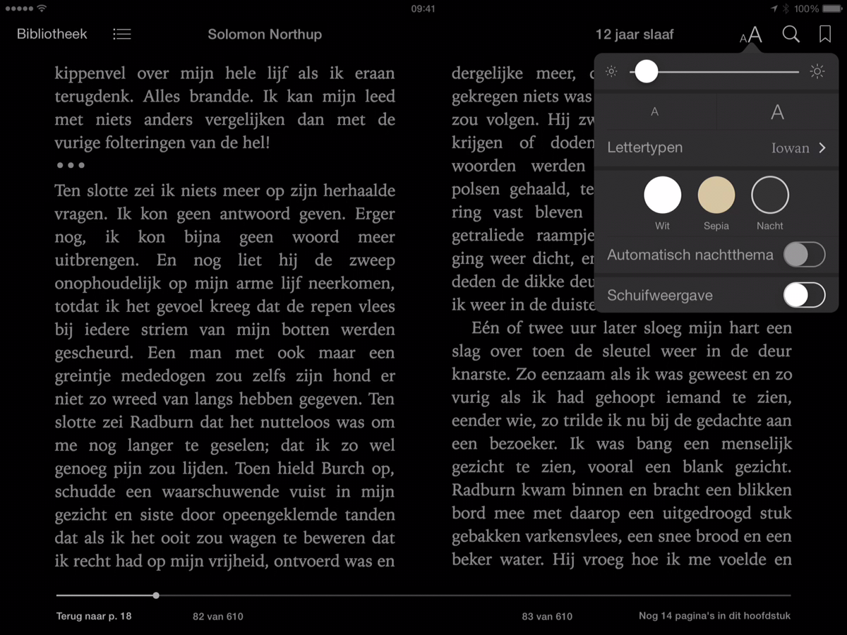 iPad lezen in bed: scherm donker zetten