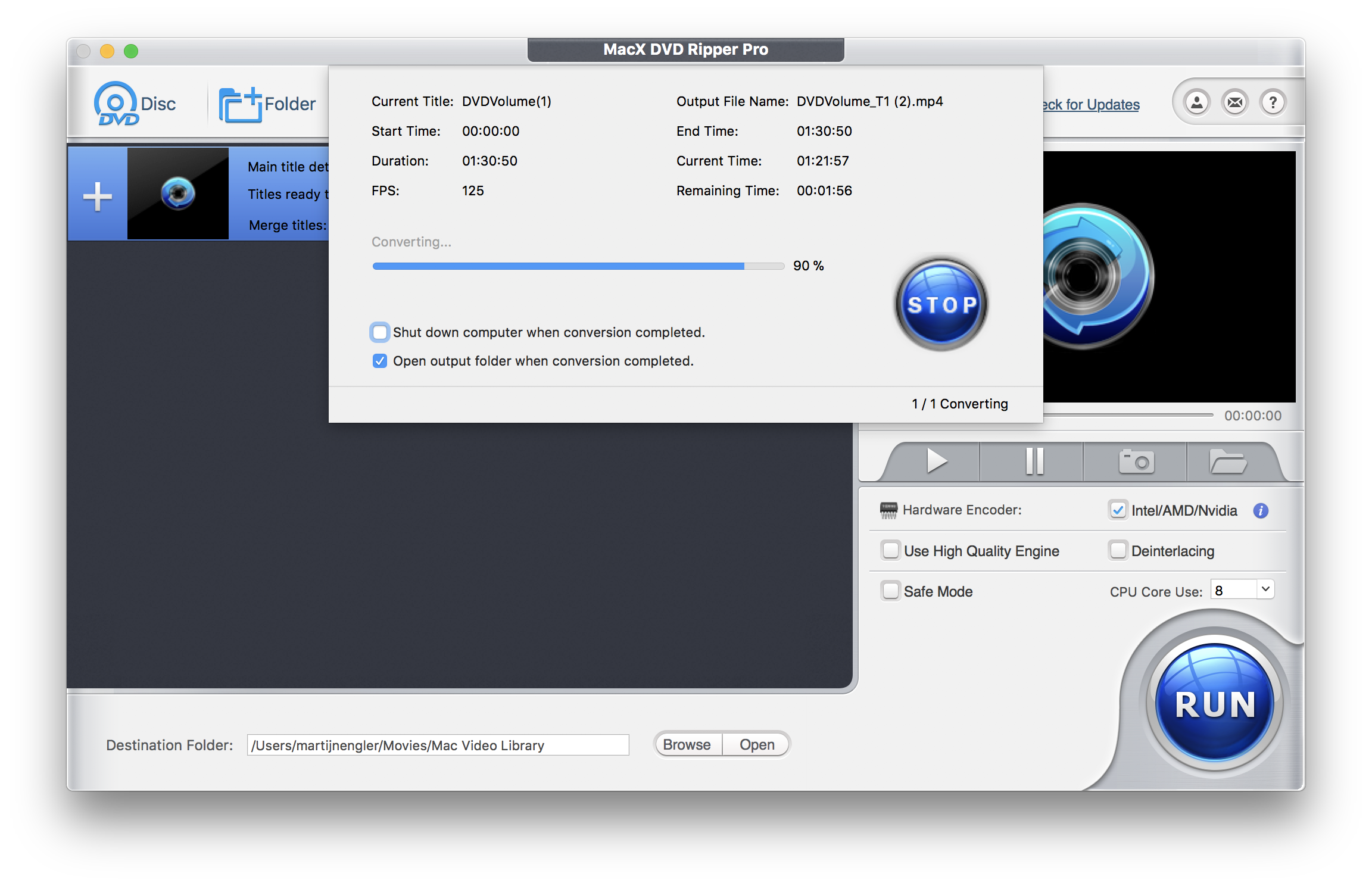 MacX DVD Ripper Pro in gebruik op de Mac