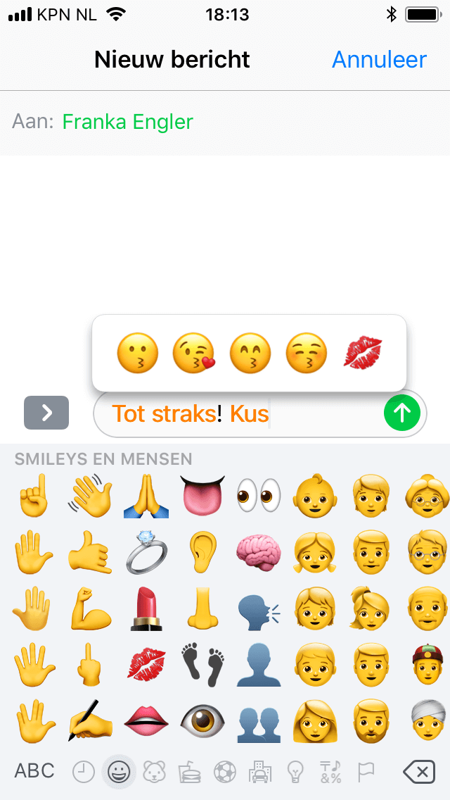 Soms krijg je meerdere emoji suggesties bij één woord