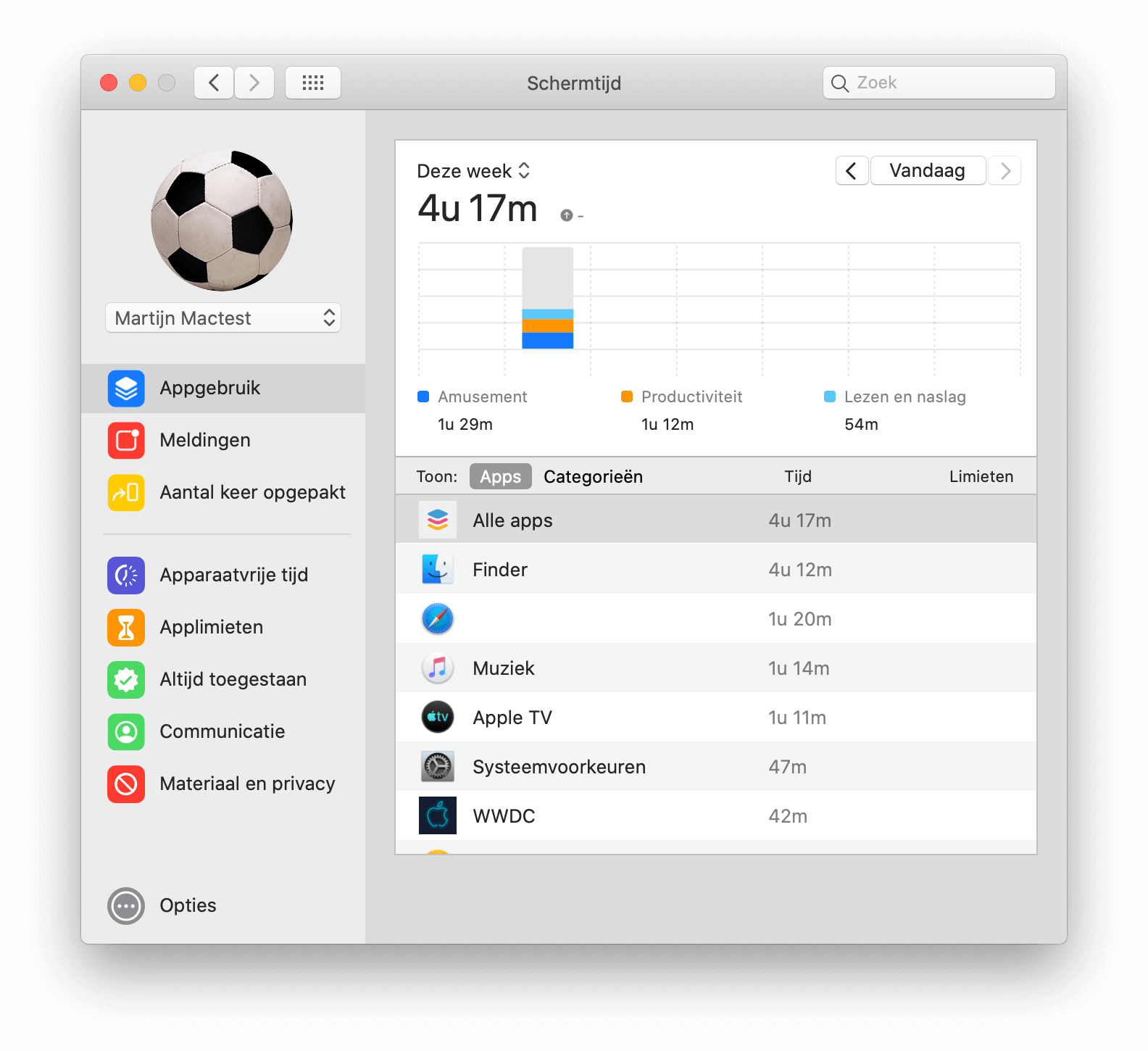 Schermtijd laat je op de Mac ook zien hoe veel tijd je doorbrengt achter je computer