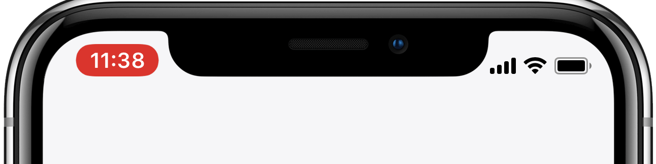 Wanneer er audio wordt opgenomen verschijnt op iPhone X linksboven een rood balkje