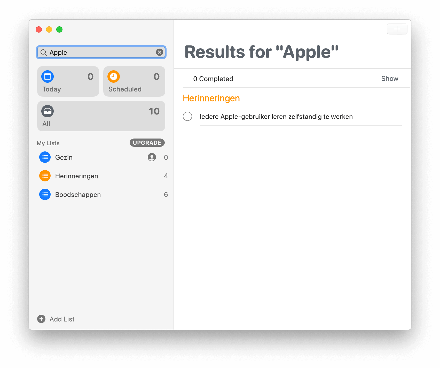 De vernieuwde Herinneringen app op macOS 10.15
